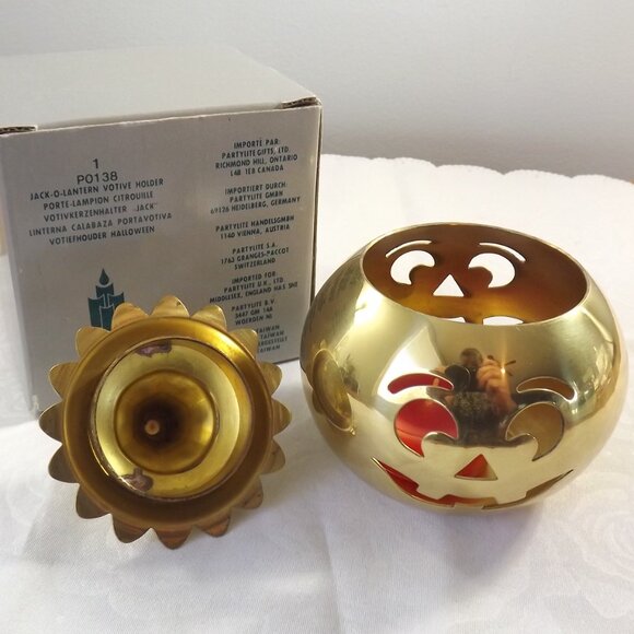 JACK-O-LANTERN Partylite Candle Holder/Orange Cranberry Tealights - Picture 7 of 8